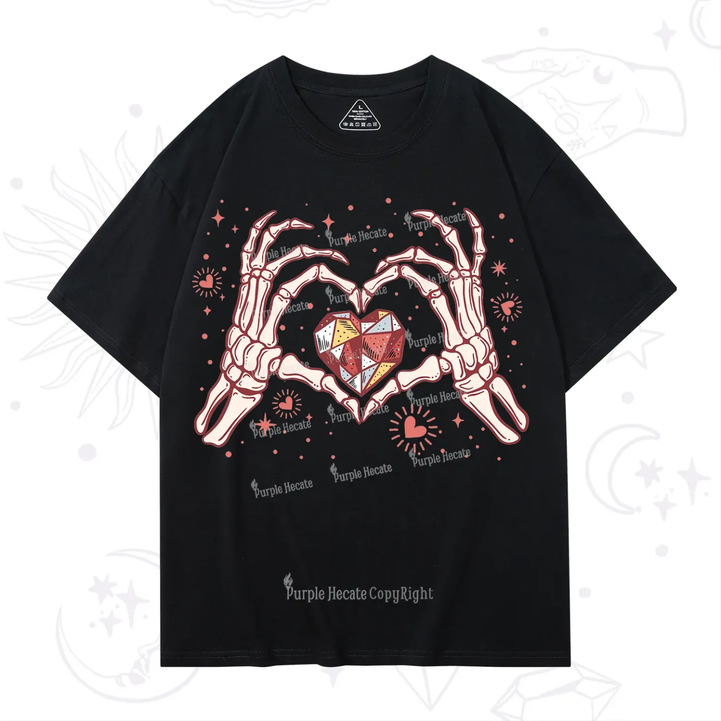 Purplehecate Skeleton Love Hands Valentine T-Shirt