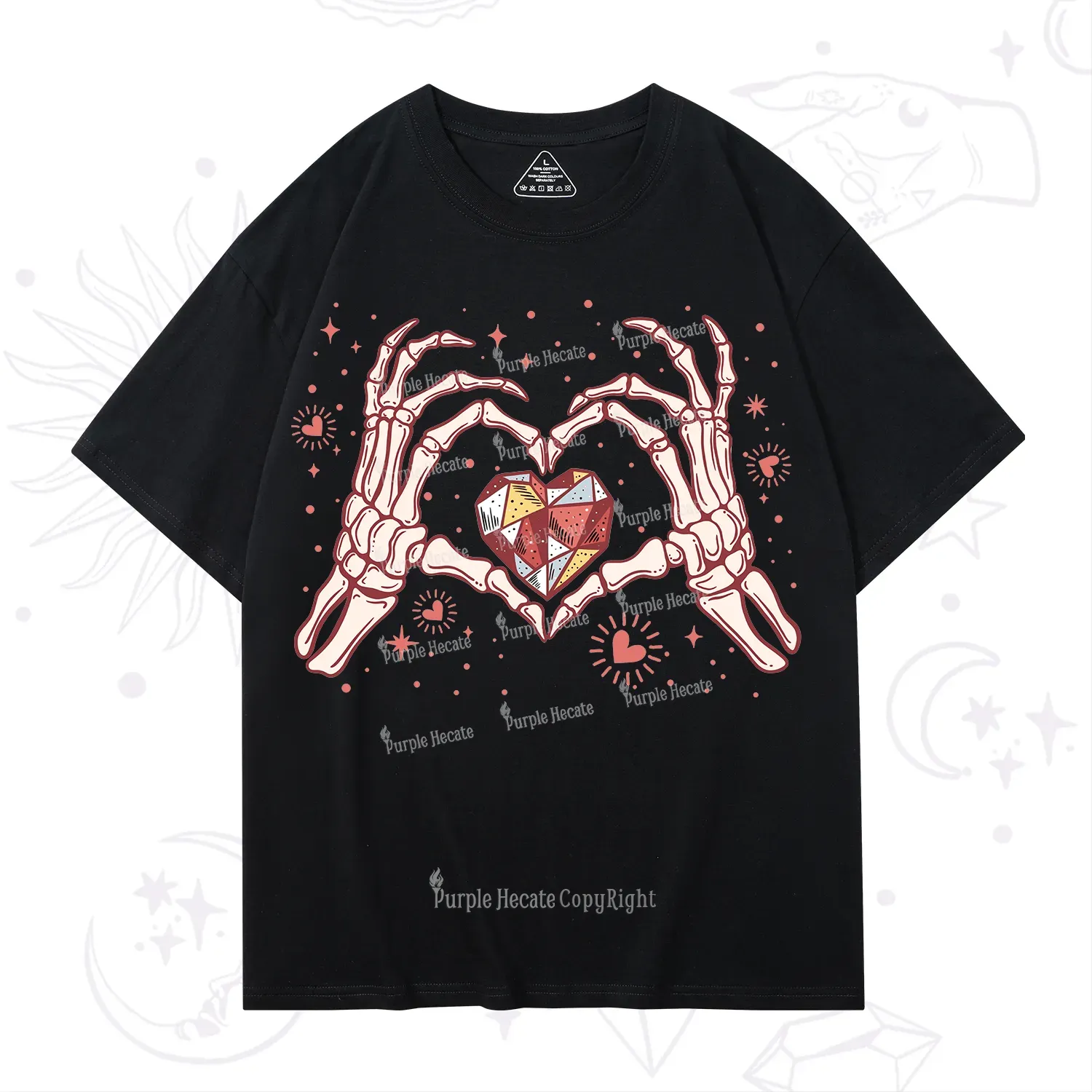 Purplehecate Skeleton Love Hands Valentine T-Shirt
