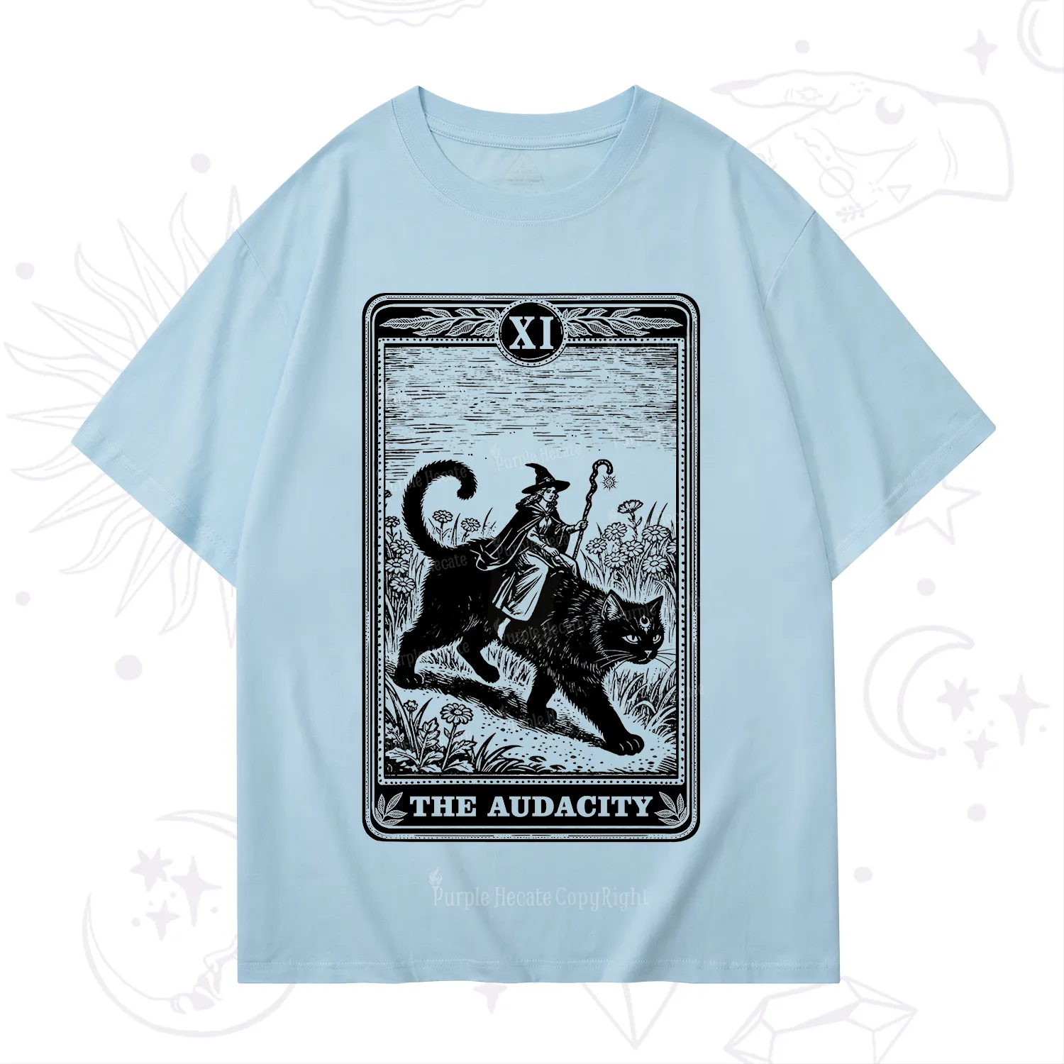 Purplehecate The Audacity Wizard Cat Tarot T-Shirt