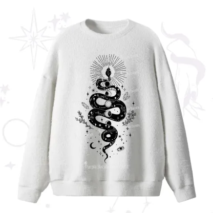Purplehecate Mystical Moon Phases Snake Fuzzy Ugly Sweater