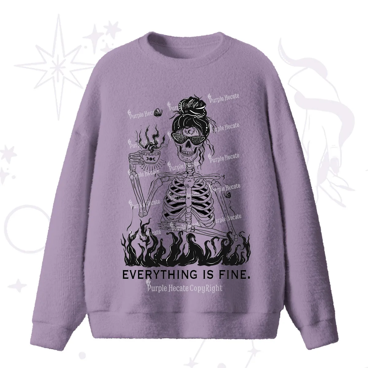 Purplehecate Everything Is Fine Fuzzy Ugly Sweater