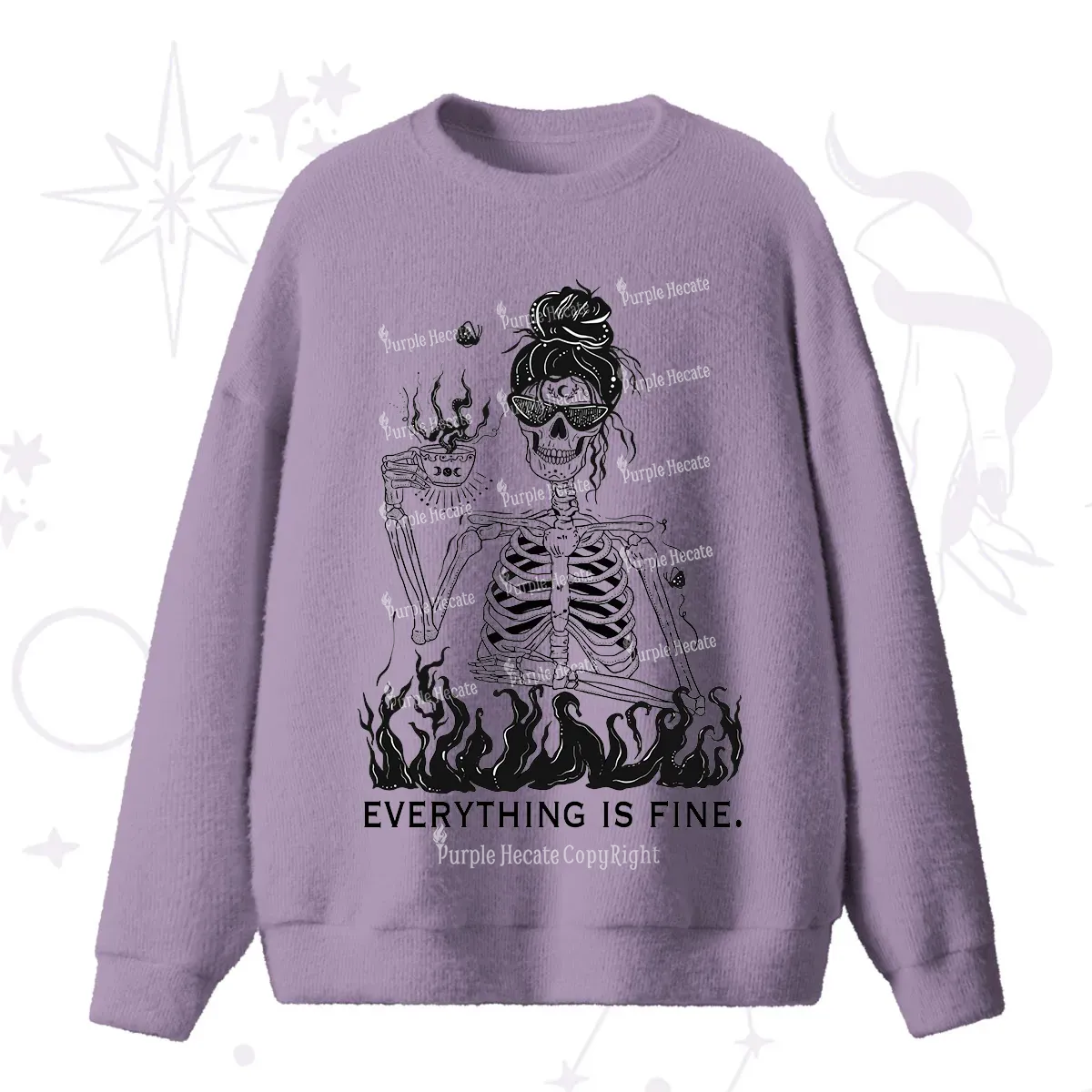 Purplehecate Everything Is Fine Fuzzy Ugly Sweater