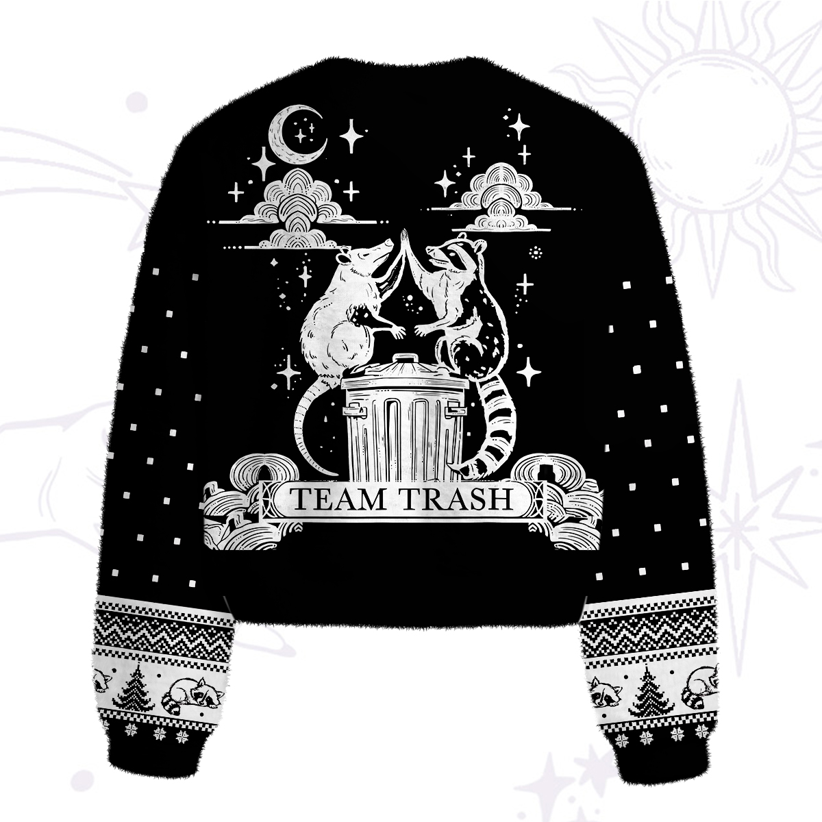 Purplehecate The Team Trash Raccoon Tarot Fuzzy Crewneck Sweater