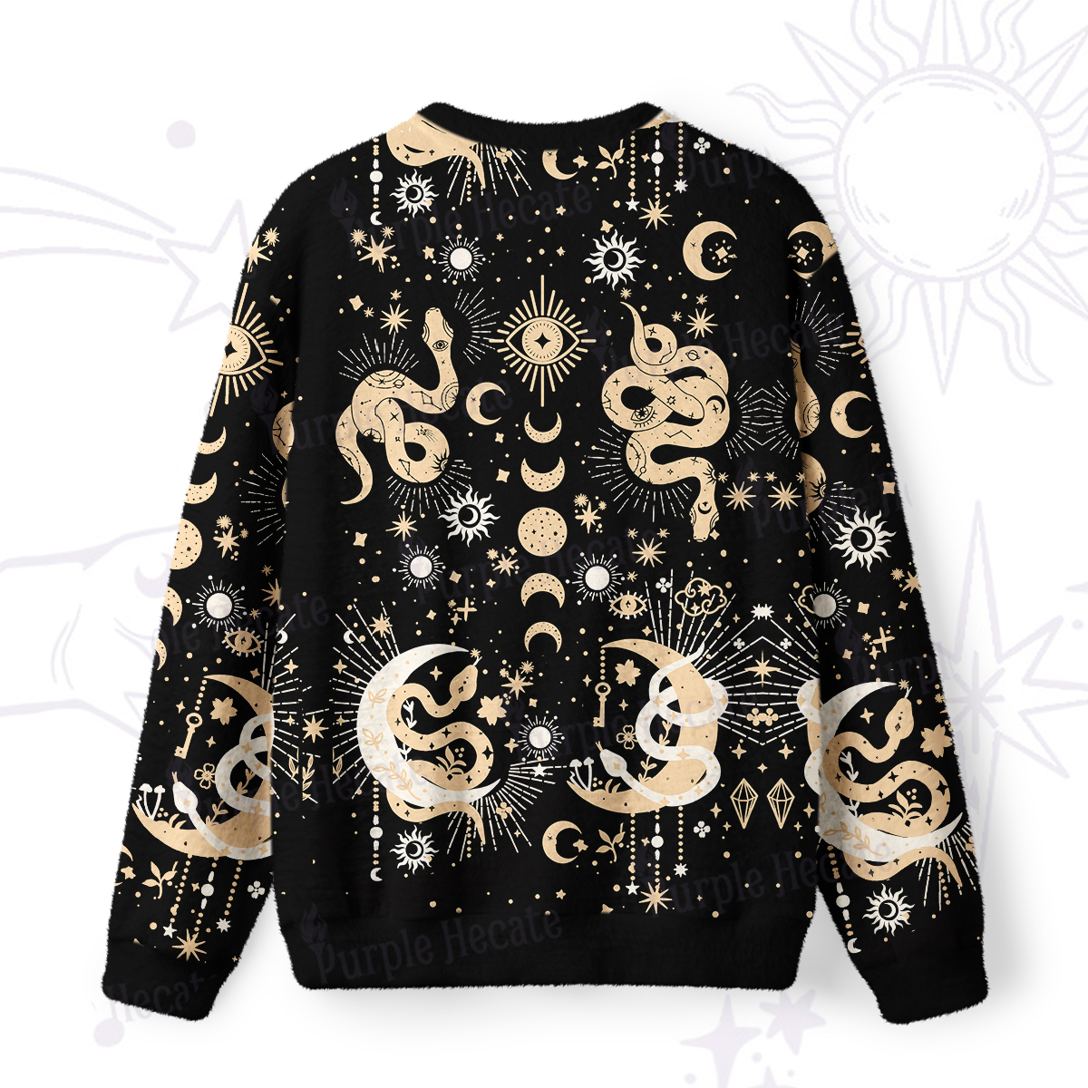 Purplehecate Divine Serpent Under the Moon Fuzzy Ugly Sweatshirt