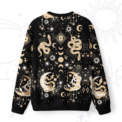 Purplehecate Divine Serpent Under the Moon Fuzzy Ugly Sweatshirt