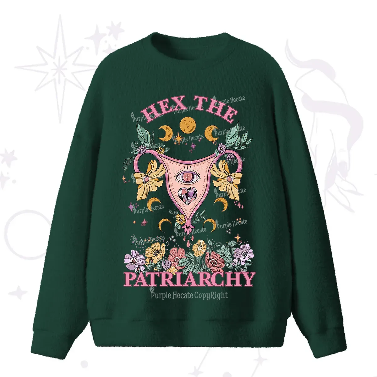 Purplehecate Hex the Patriarchy Feminist Fuzzy Ugly Sweater