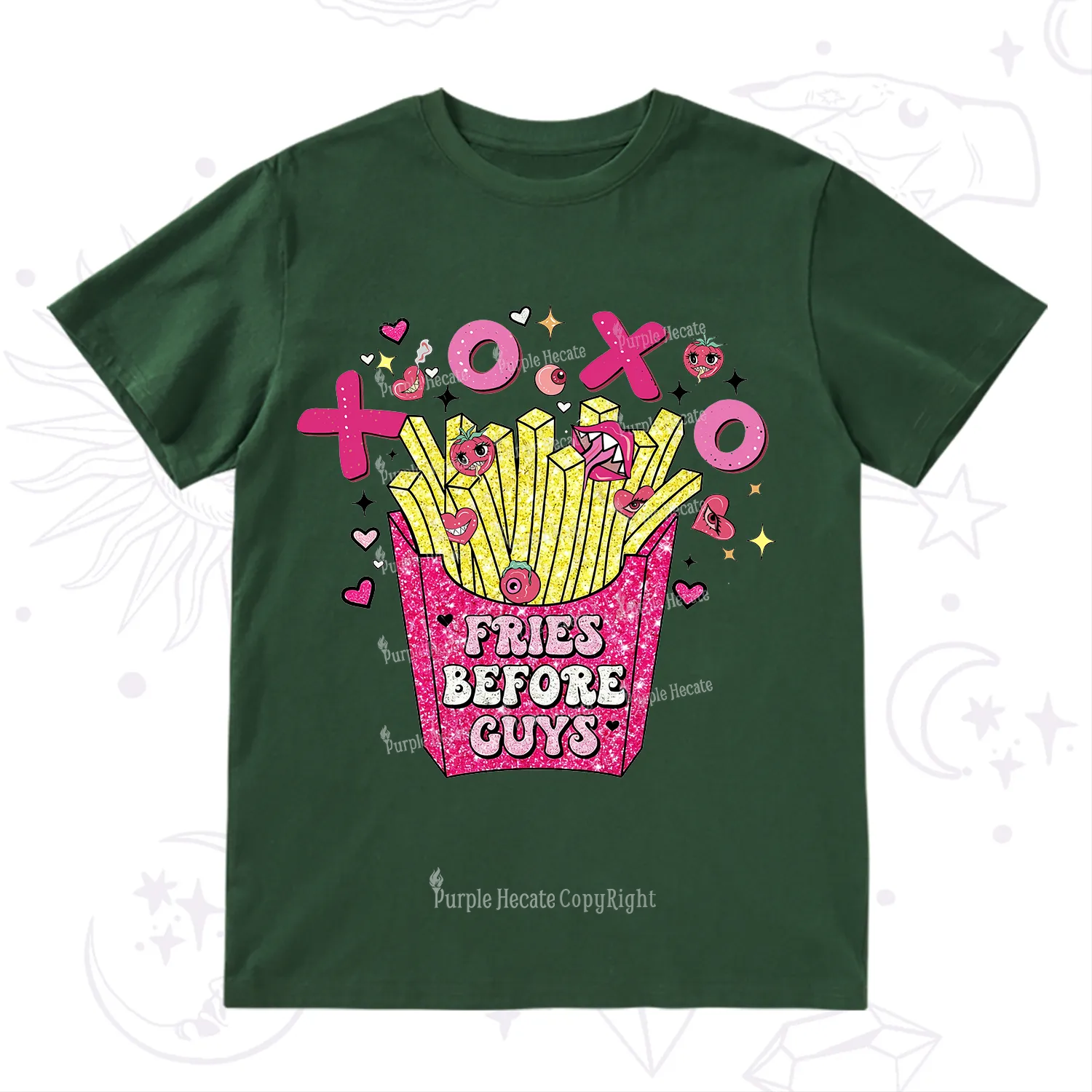 Purplehecate Fries Before Guys Valentine T-Shirt