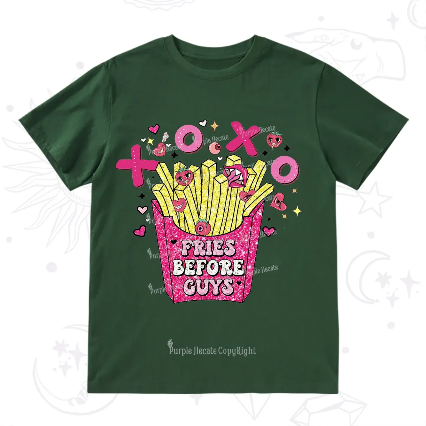 Purplehecate Fries Before Guys Valentine T-Shirt