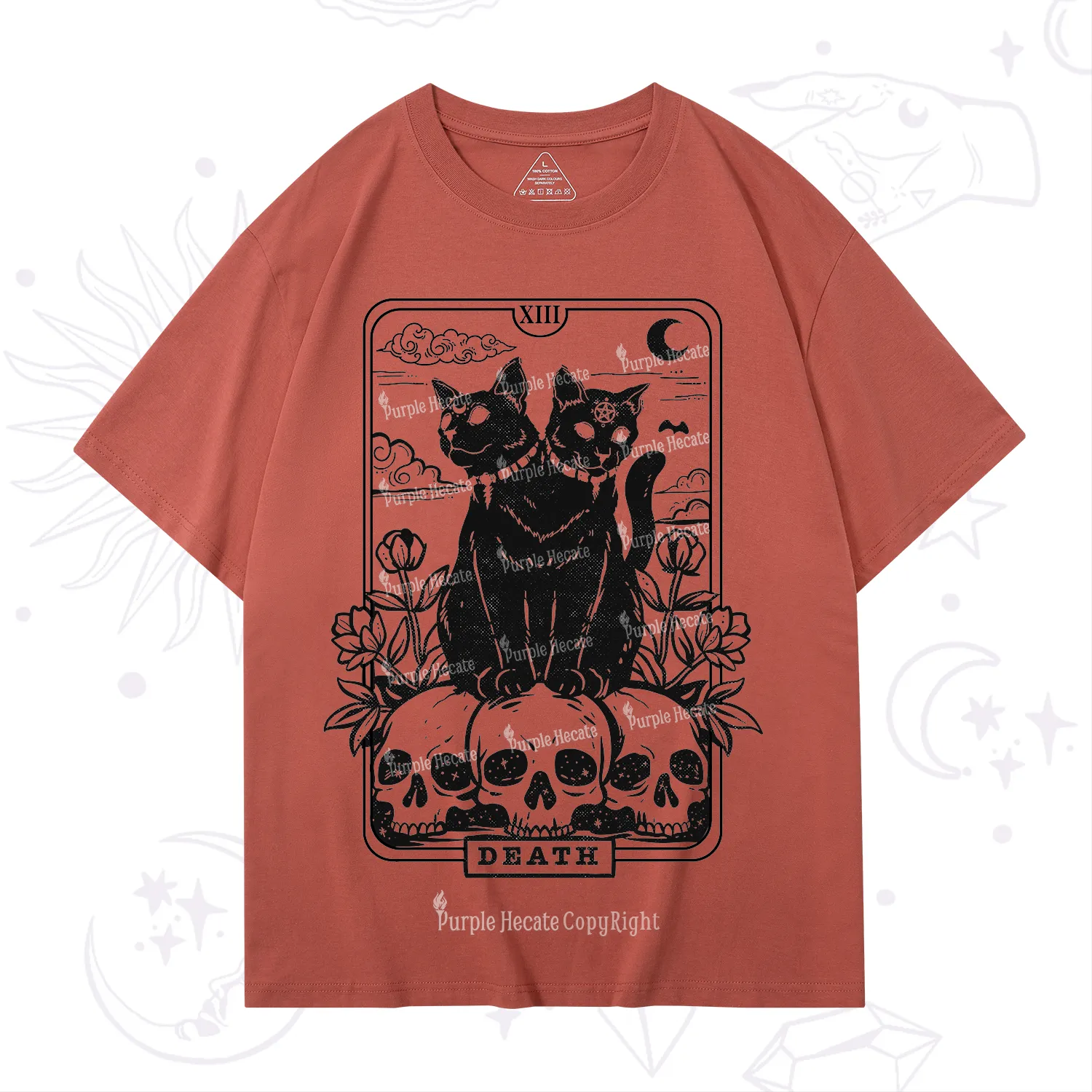 Purplehecate The Black Cat Death Tarot Card T-Shirt