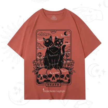 Purplehecate The Black Cat Death Tarot Card T-Shirt