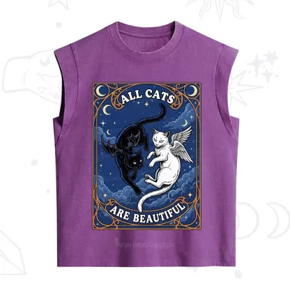 Purplehecate Angel & Devil Cat Vintage Washed Tank