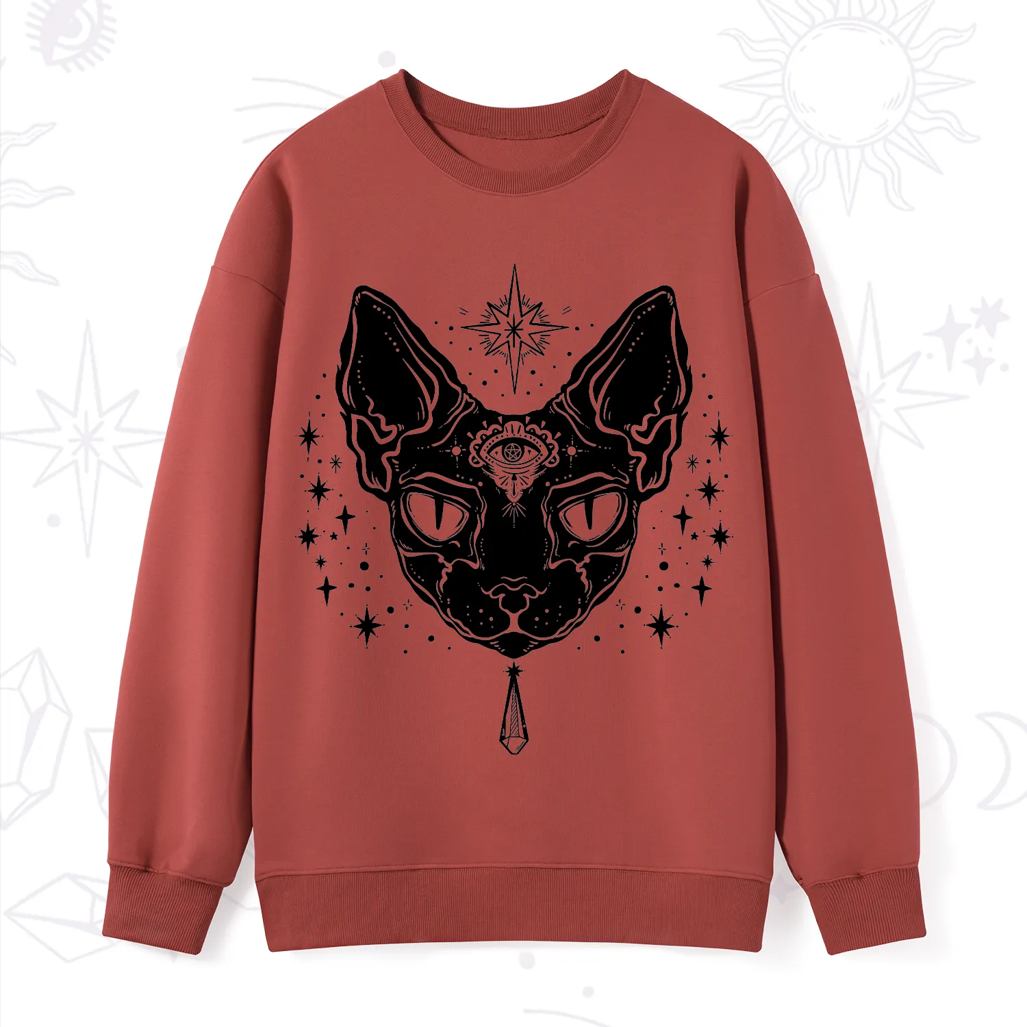 Purplehecate Three Eyed Sphynx Cat Sweatshirt