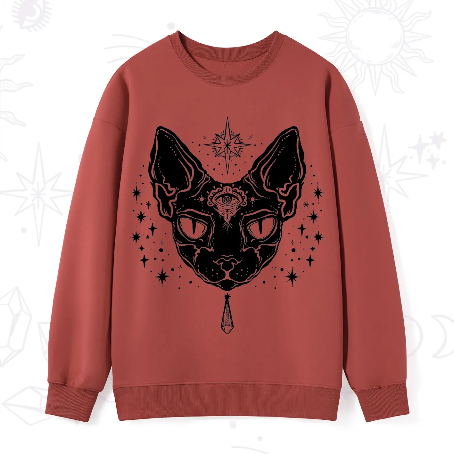 Purplehecate Three Eyed Sphynx Cat Sweatshirt