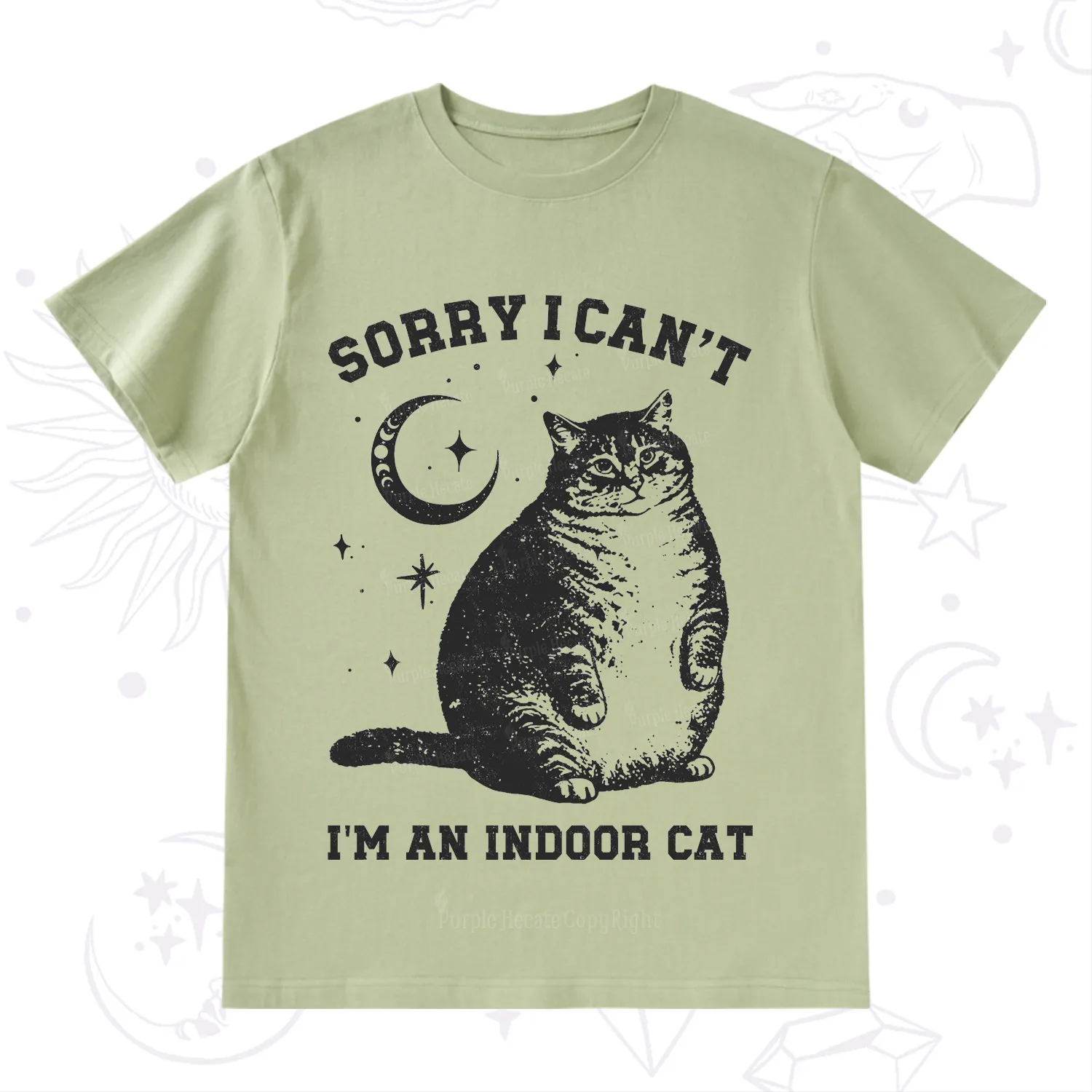 Purplehecate Sorry I Can't Go I'm an Indoor Cat T-Shirt