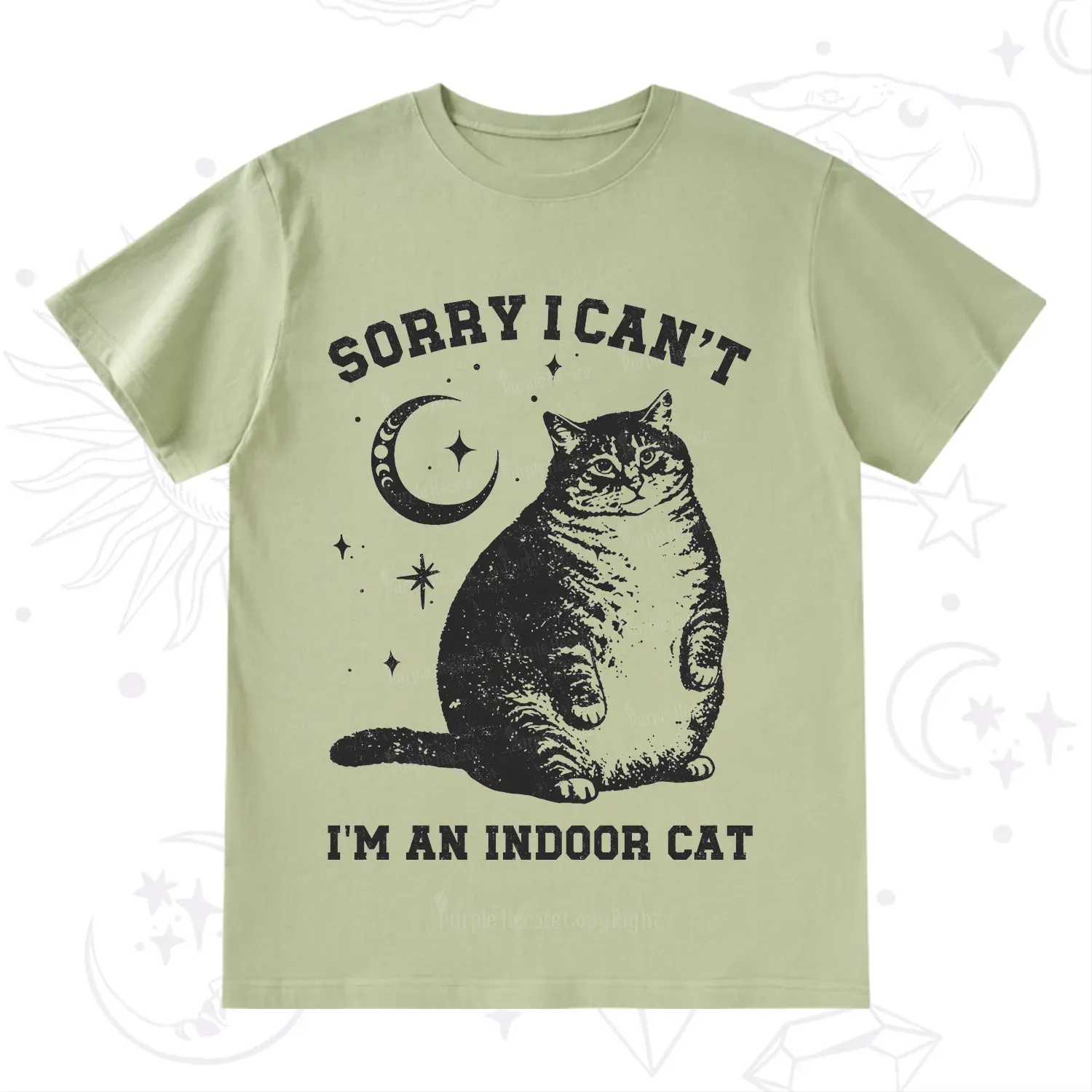 Purplehecate Sorry I Can't Go I'm an Indoor Cat T-Shirt
