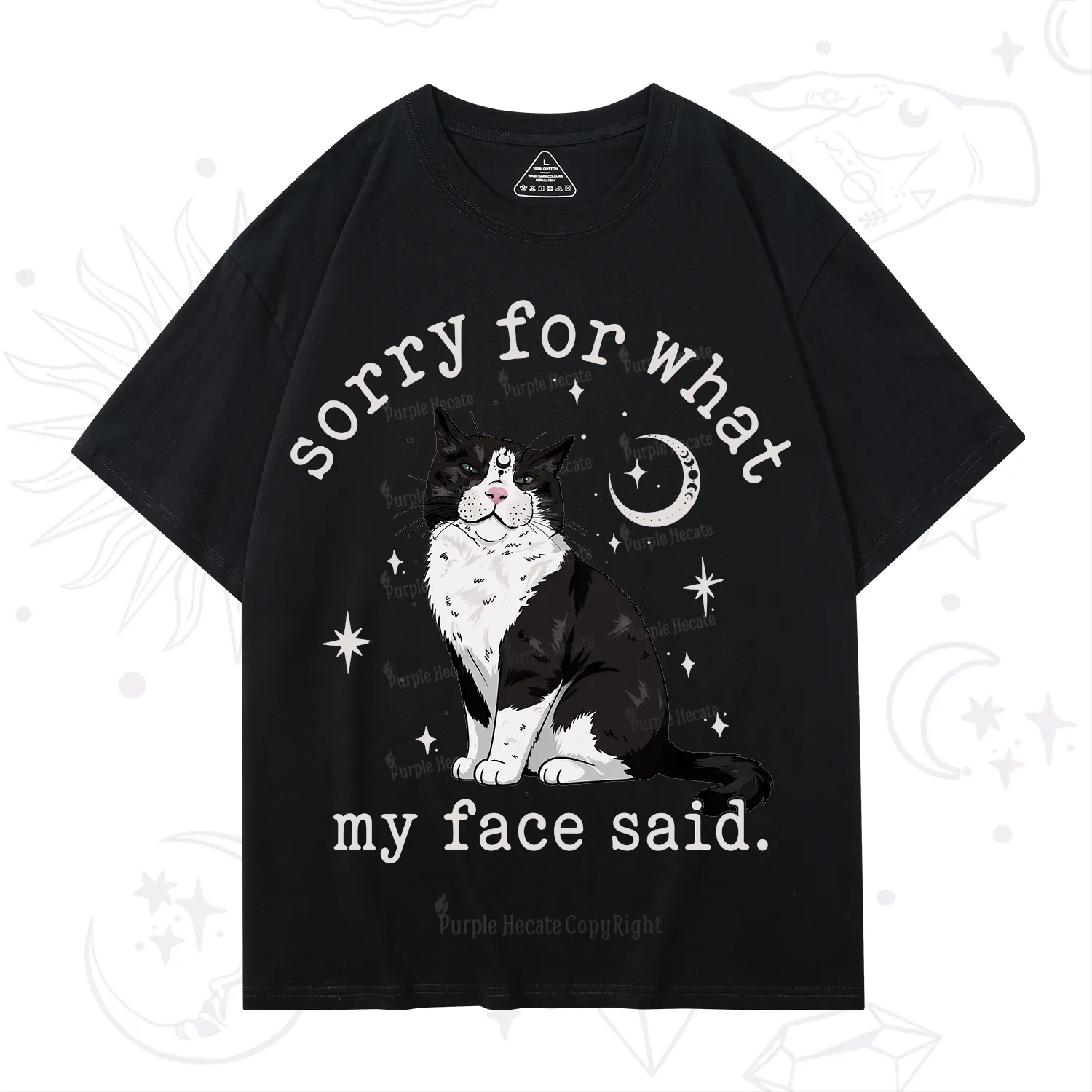 Purplehecate Sorry For What My Face Said Cat T-Shirt
