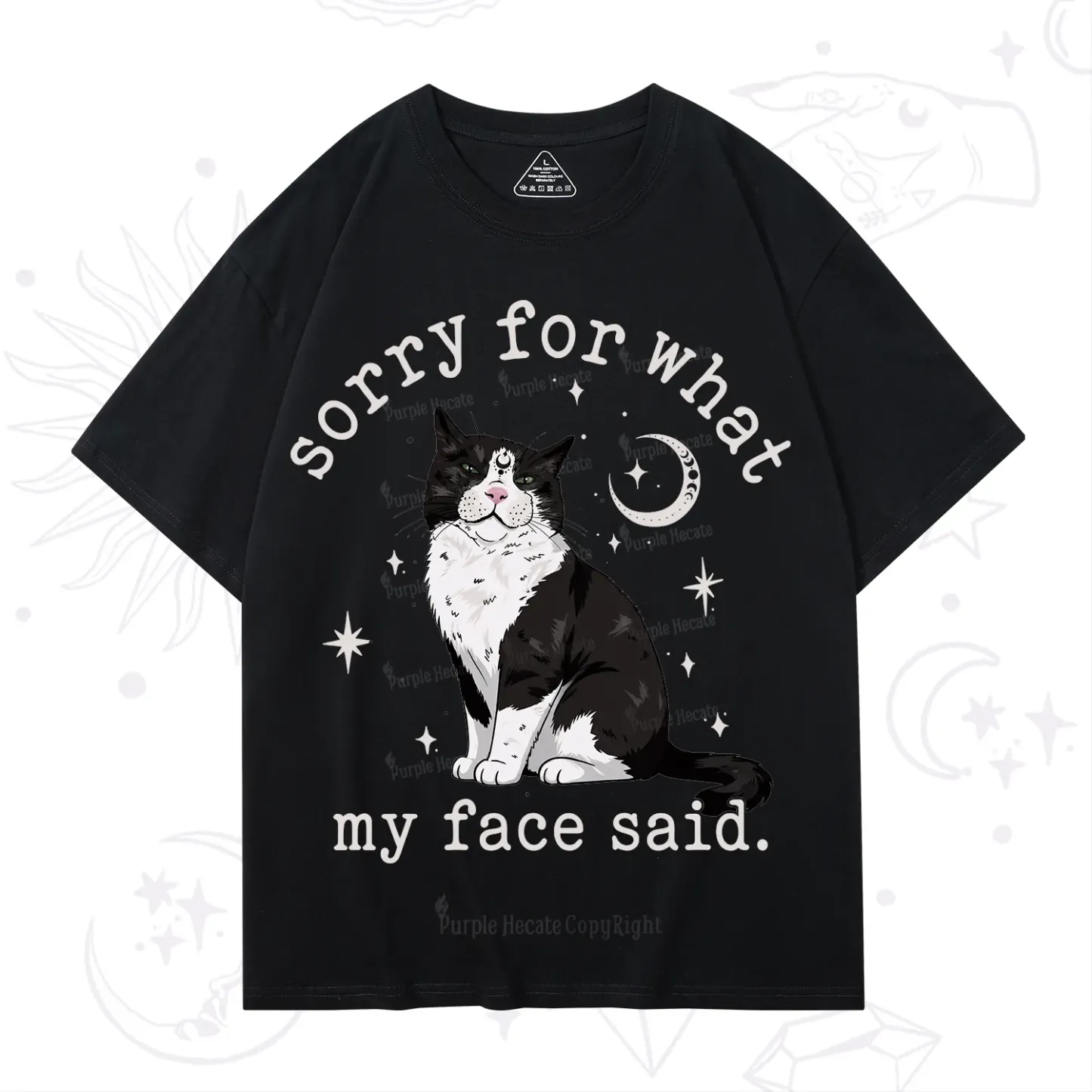Purplehecate Sorry For What My Face Said Cat T-Shirt