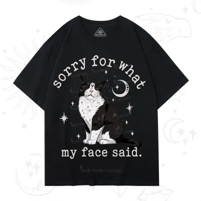 Purplehecate Sorry For What My Face Said Cat T-Shirt