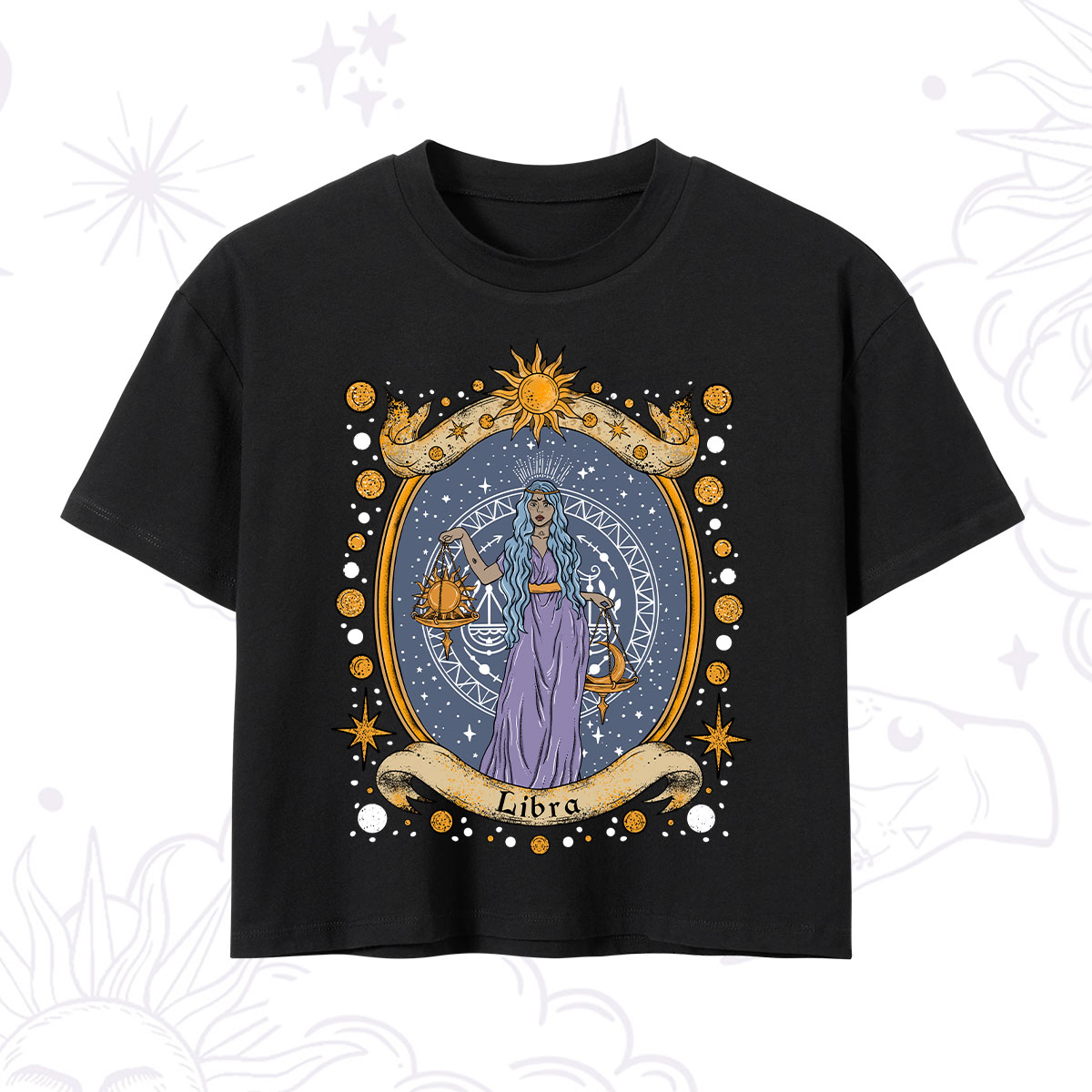 Purplehecate Celestial Libra Zodiac Crop T-Shirt 