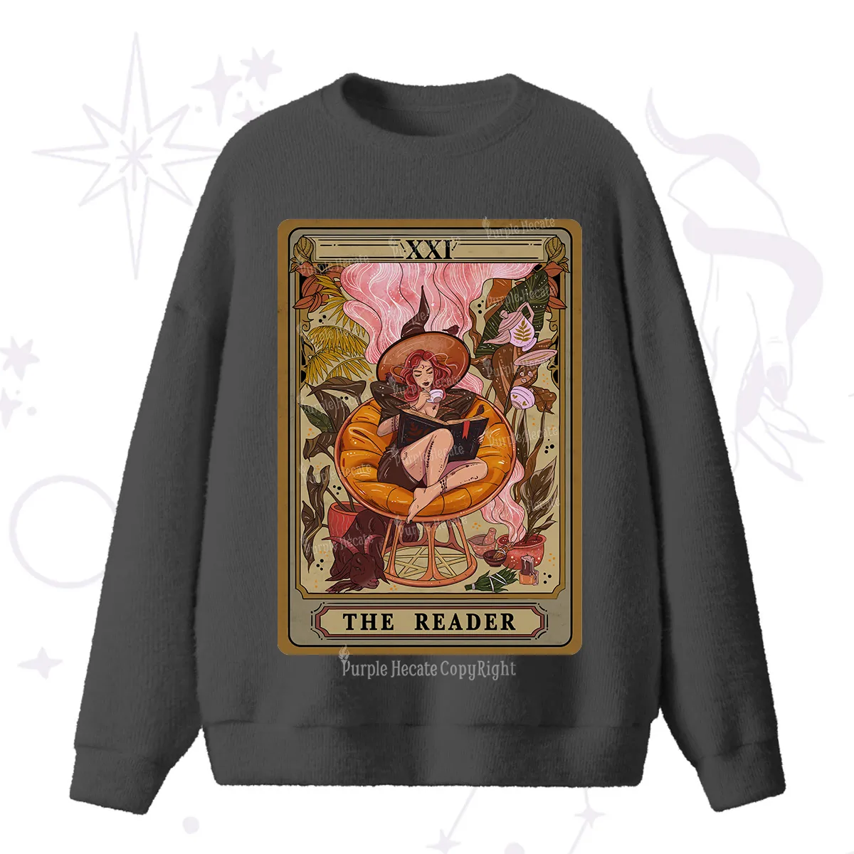 Purplehecate The Reader Tarot Card Fuzzy Ugly Sweater
