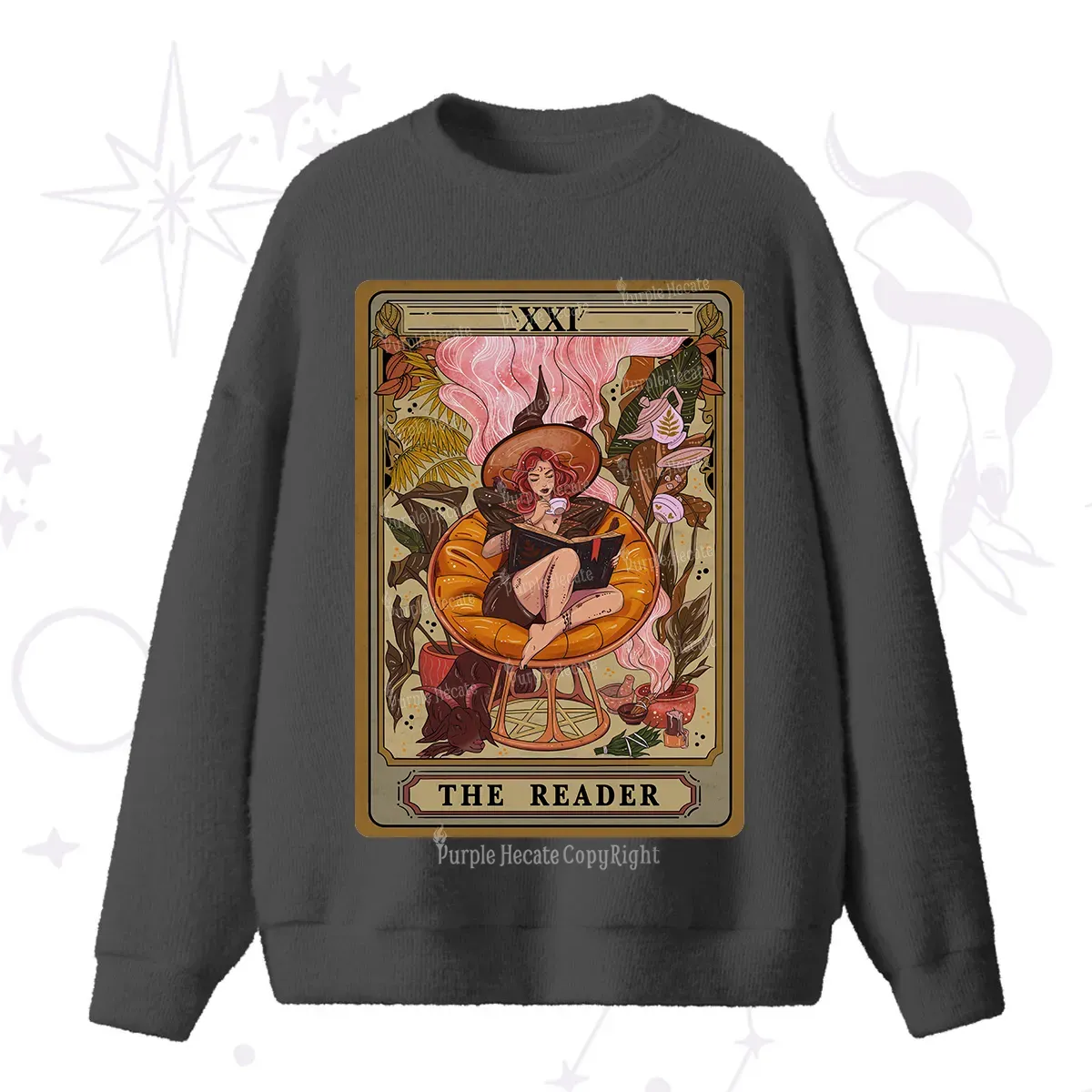 Purplehecate The Reader Tarot Card Fuzzy Ugly Sweater