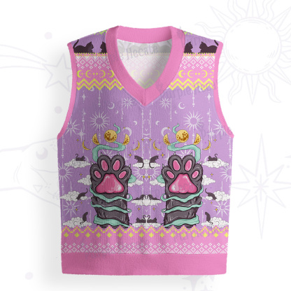 Purplehecate The Beans Cat Tarot Ugly Sweater Vest