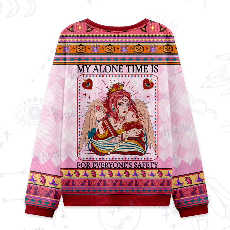 Purplehecate My Alone Time Is For Everyone's Safety Ugly Halloween Sweatshirts