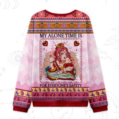 Purplehecate My Alone Time Is For Everyone's Safety Ugly Halloween Sweatshirts
