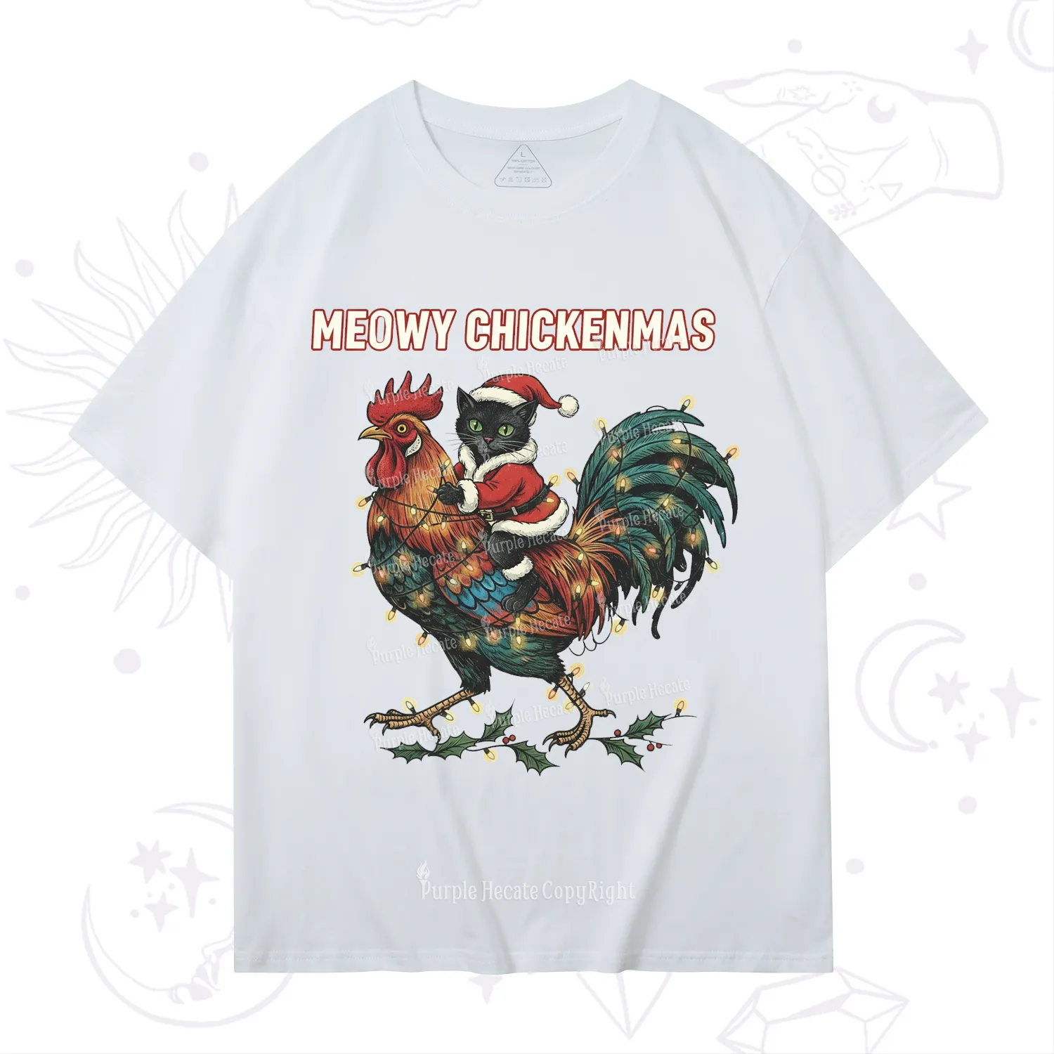 Purplehecate Meowy Chickenmas Christmas T-Shirt