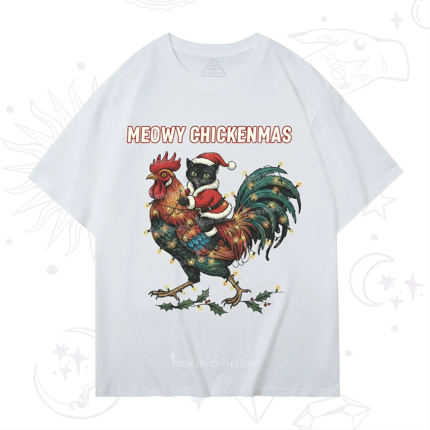 Purplehecate Meowy Chickenmas Christmas T-Shirt