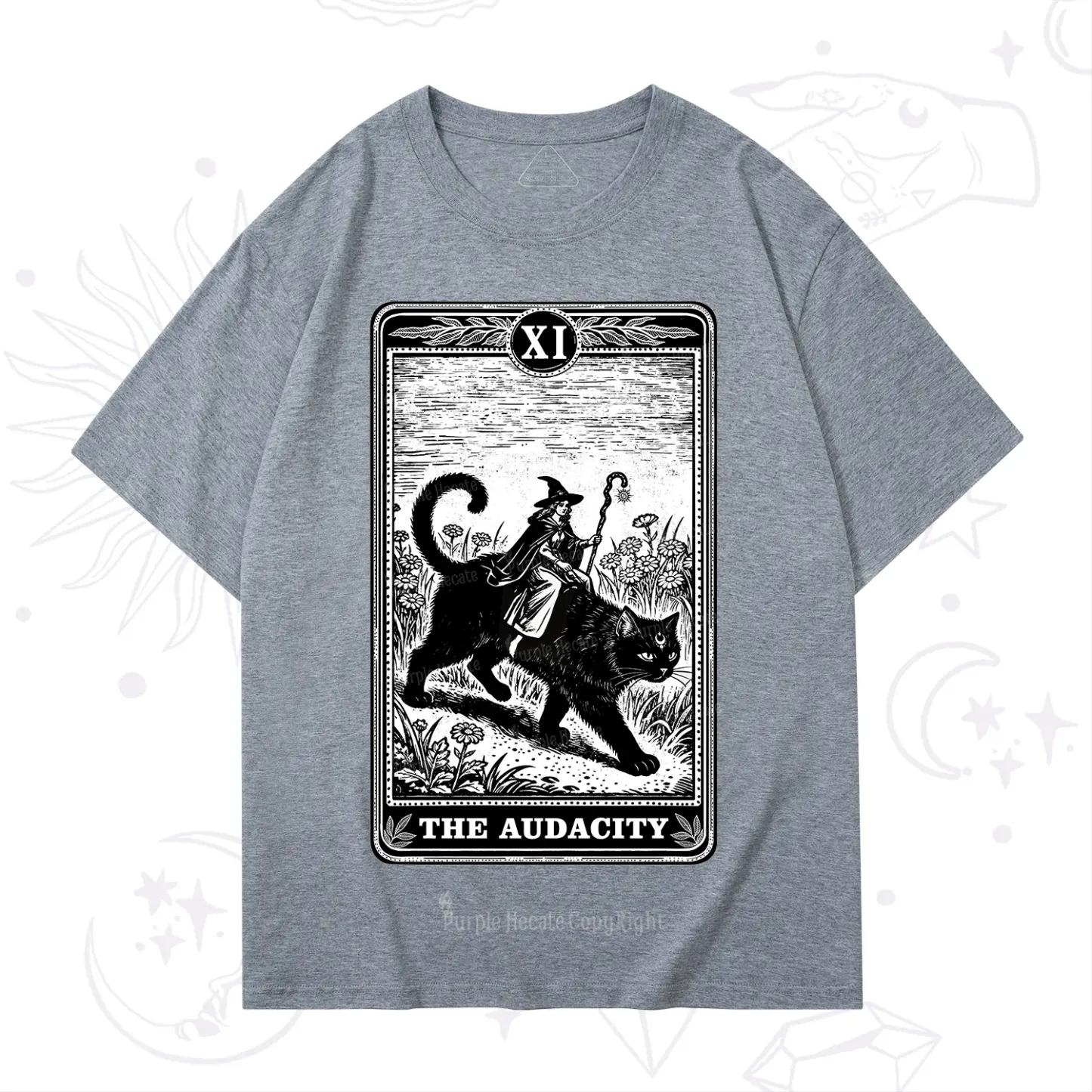 Purplehecate The Audacity Wizard Cat Tarot T-Shirt