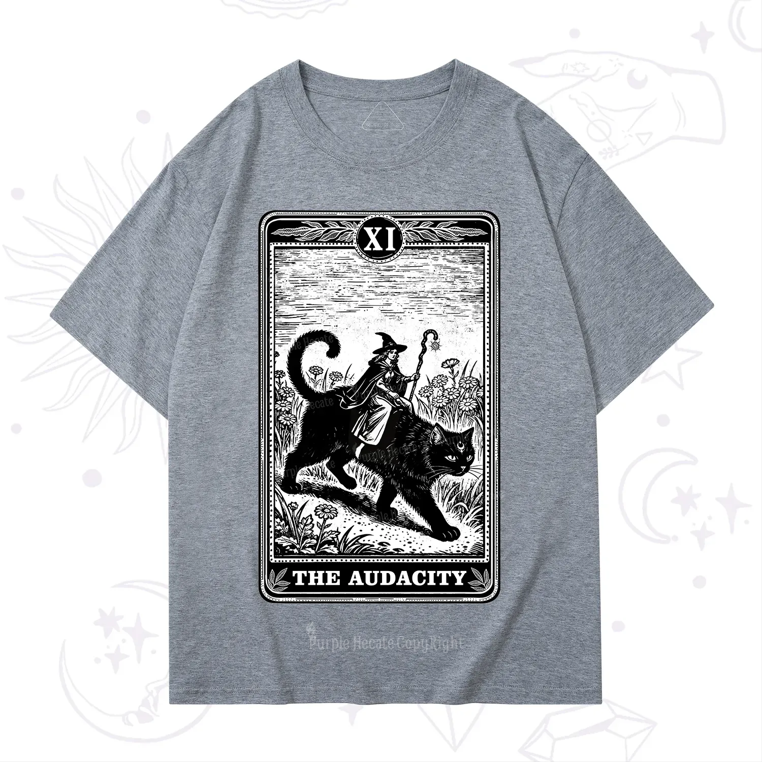 Purplehecate The Audacity Wizard Cat Tarot T-Shirt