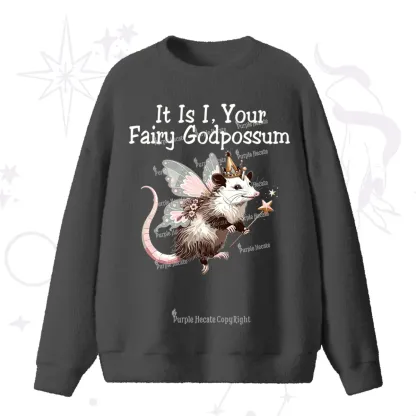 Purplehecate It Is I Your Fairy Godpossum Fuzzy Ugly Sweater