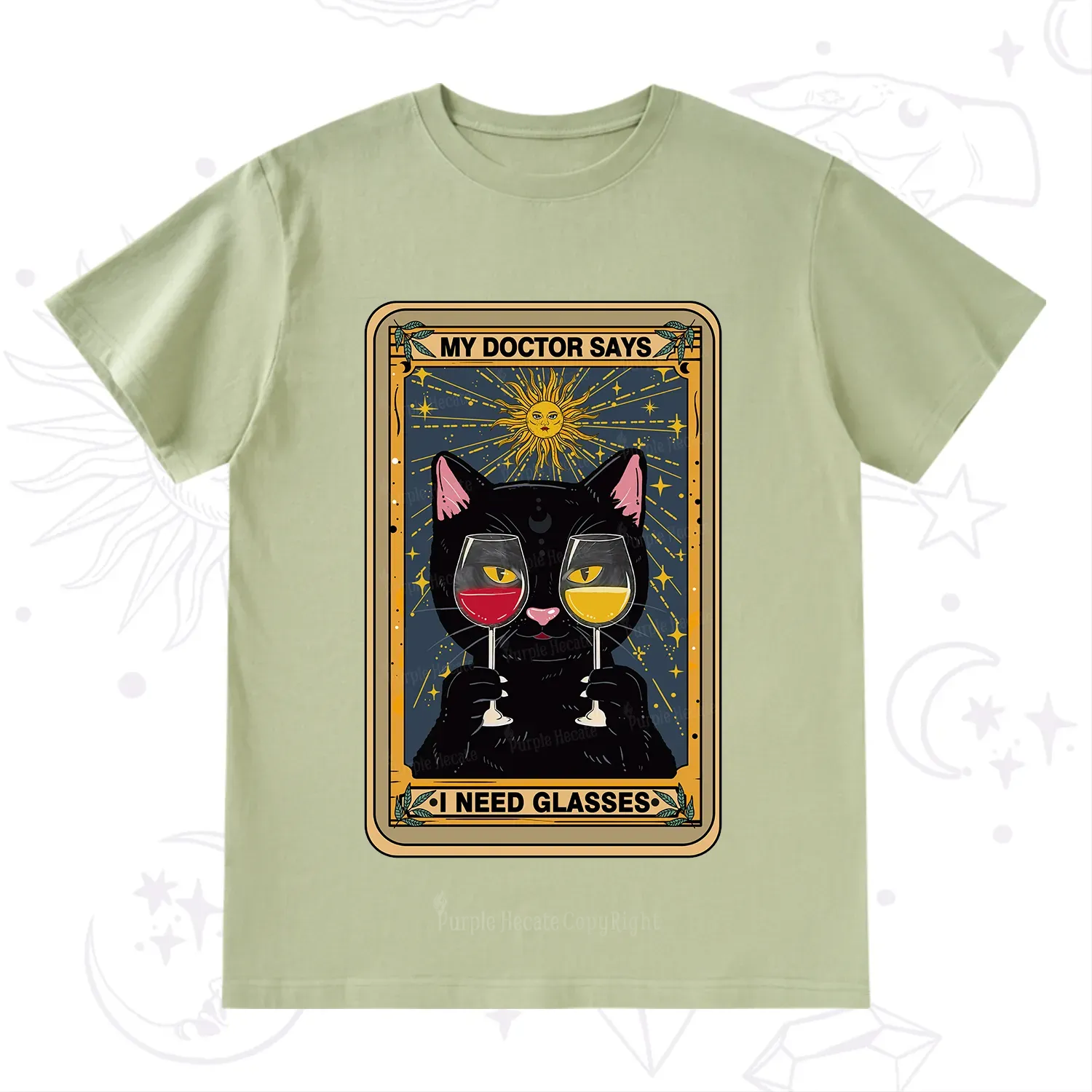 Purplehecate Funny Black Cat My Doctor Says I Need Glasses Tarot T-Shirt