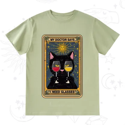 Purplehecate Funny Black Cat My Doctor Says I Need Glasses Tarot T-Shirt