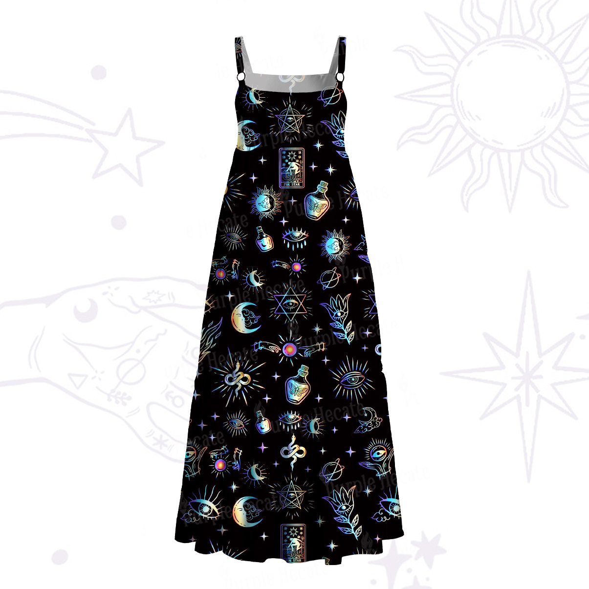 Purplehecate Witch Divination Room Wide Straps Maxi Dress
