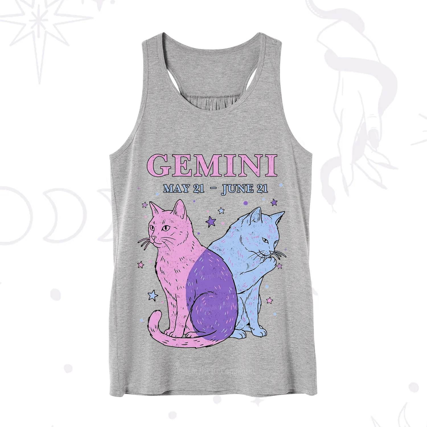 Purplehecate Gemini Zodiac Cats Tank