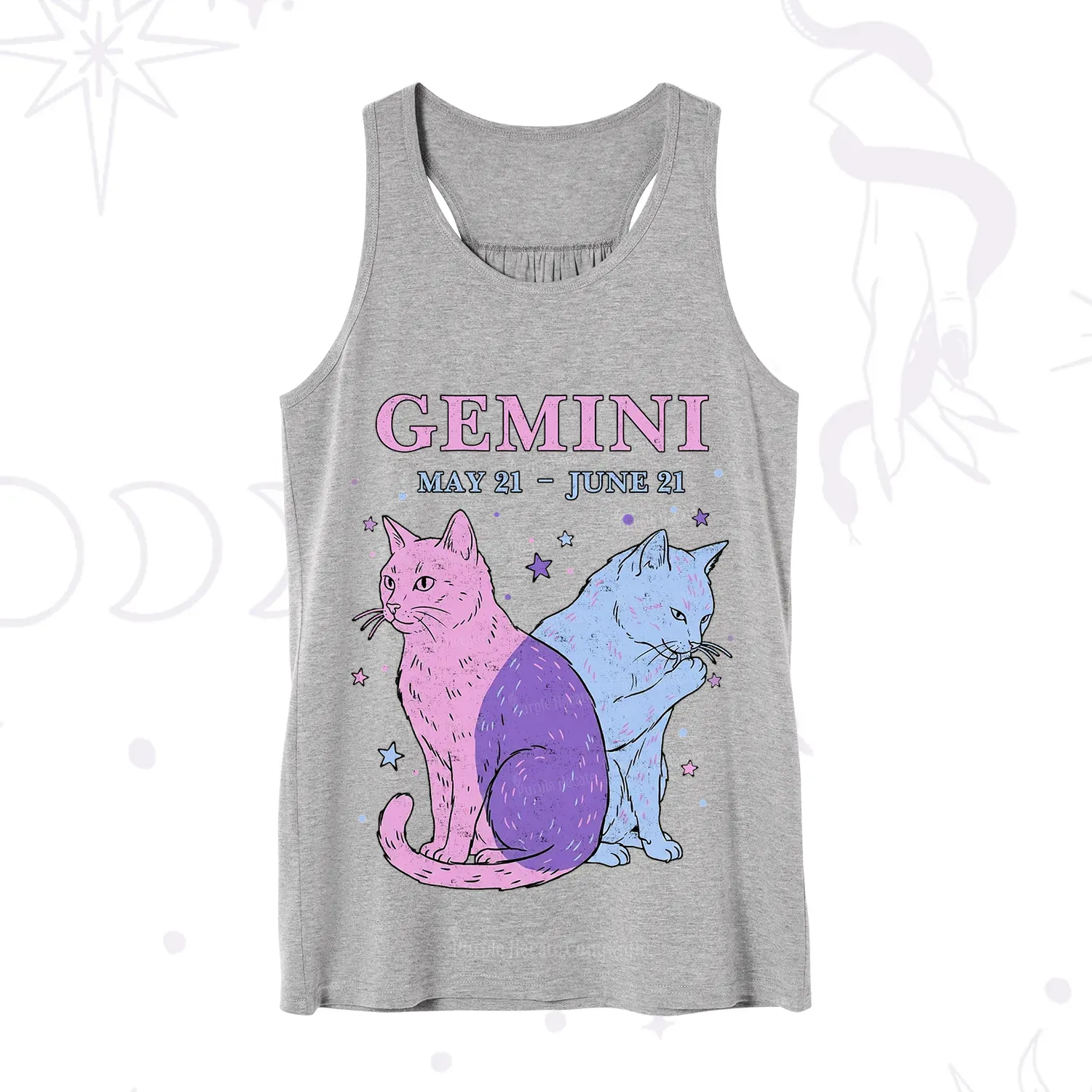 Purplehecate Gemini Zodiac Cats Tank
