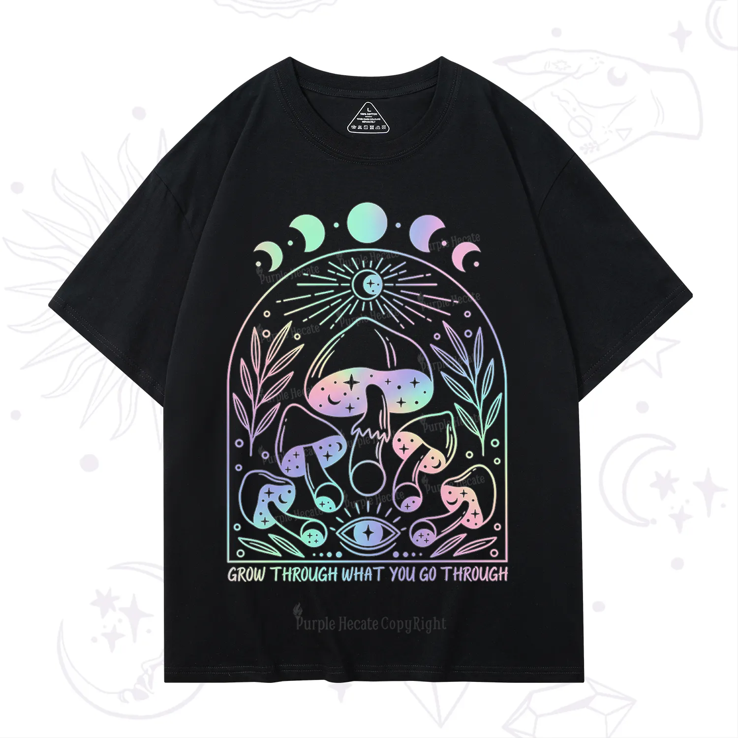 Purplehecate Moon Phases Mushroom T-Shirt