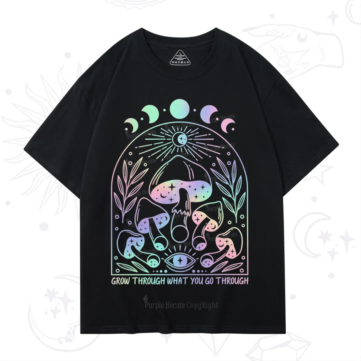 Purplehecate Moon Phases Mushroom T-Shirt