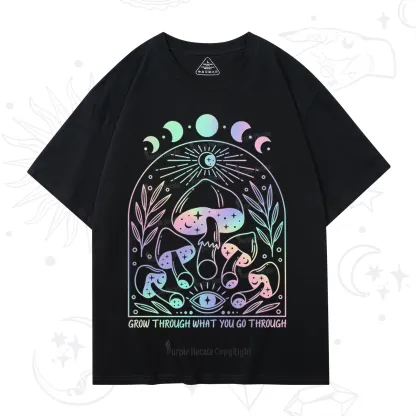 Purplehecate Moon Phases Mushroom T-Shirt