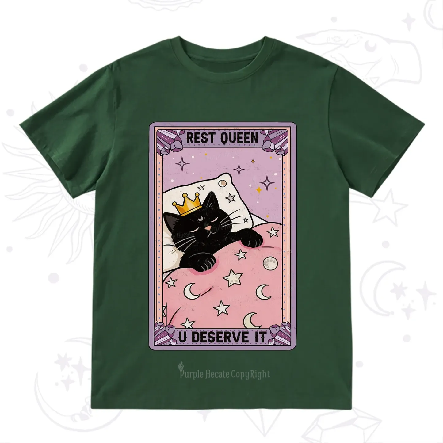 Purplehecate The Rest Queen Cat Tarot T-Shirt
