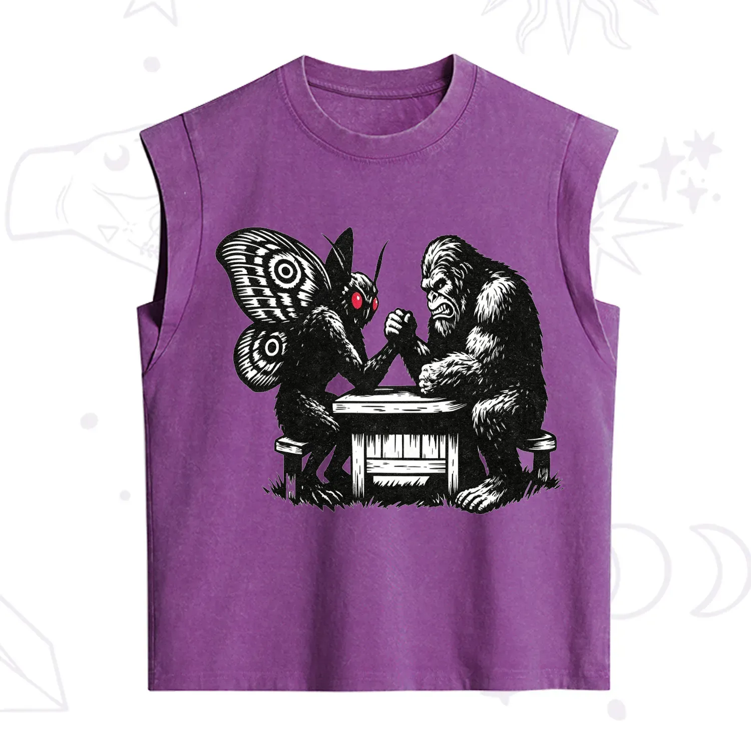 Purplehecate Bigfoot v Mothman Vintage Washed Tank