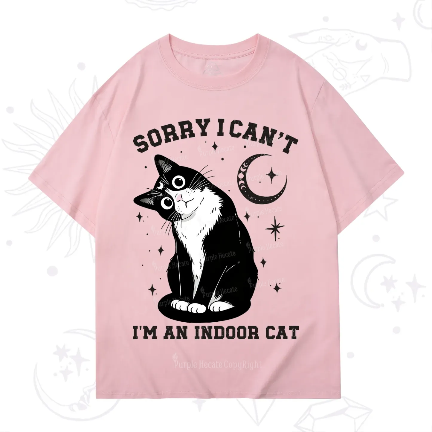 Purplehecate Sorry I Can't Go I'm an Indoor Cat T-Shirt