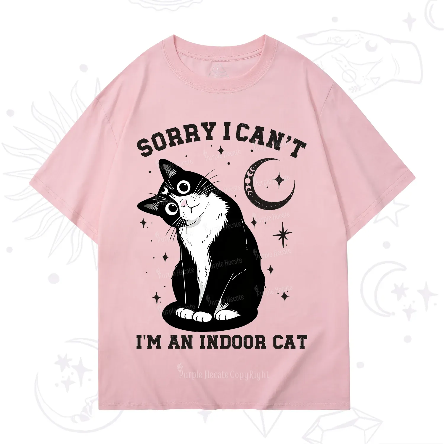 Purplehecate Sorry I Can't Go I'm an Indoor Cat T-Shirt