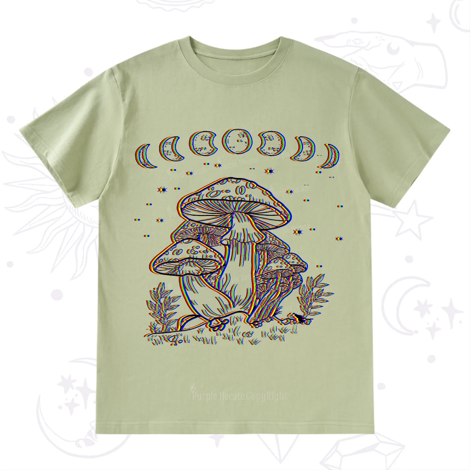 Purplehecate Mushroom and Moon T-Shirt