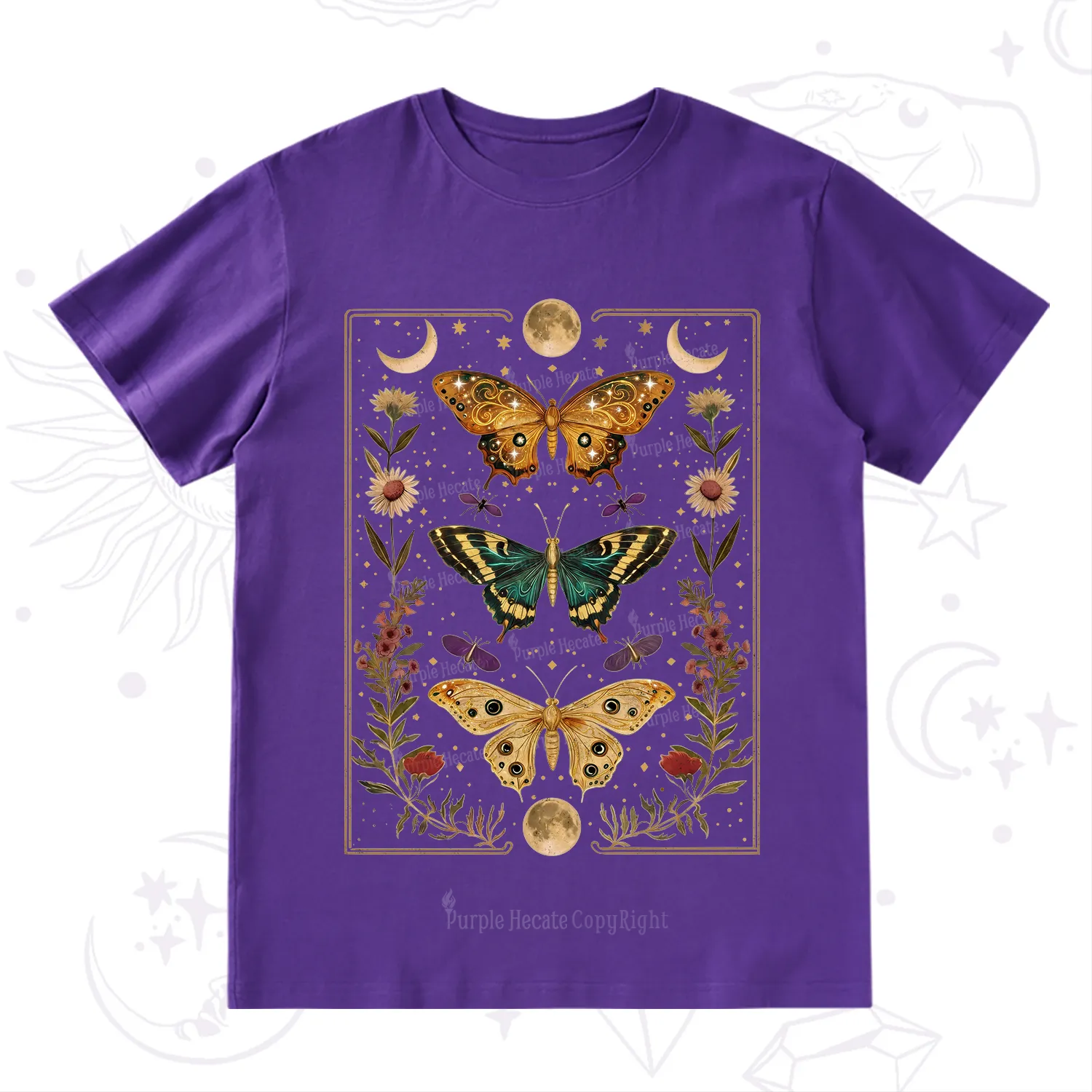 Purplehecate Sun and Moon Butterfly T-Shirt