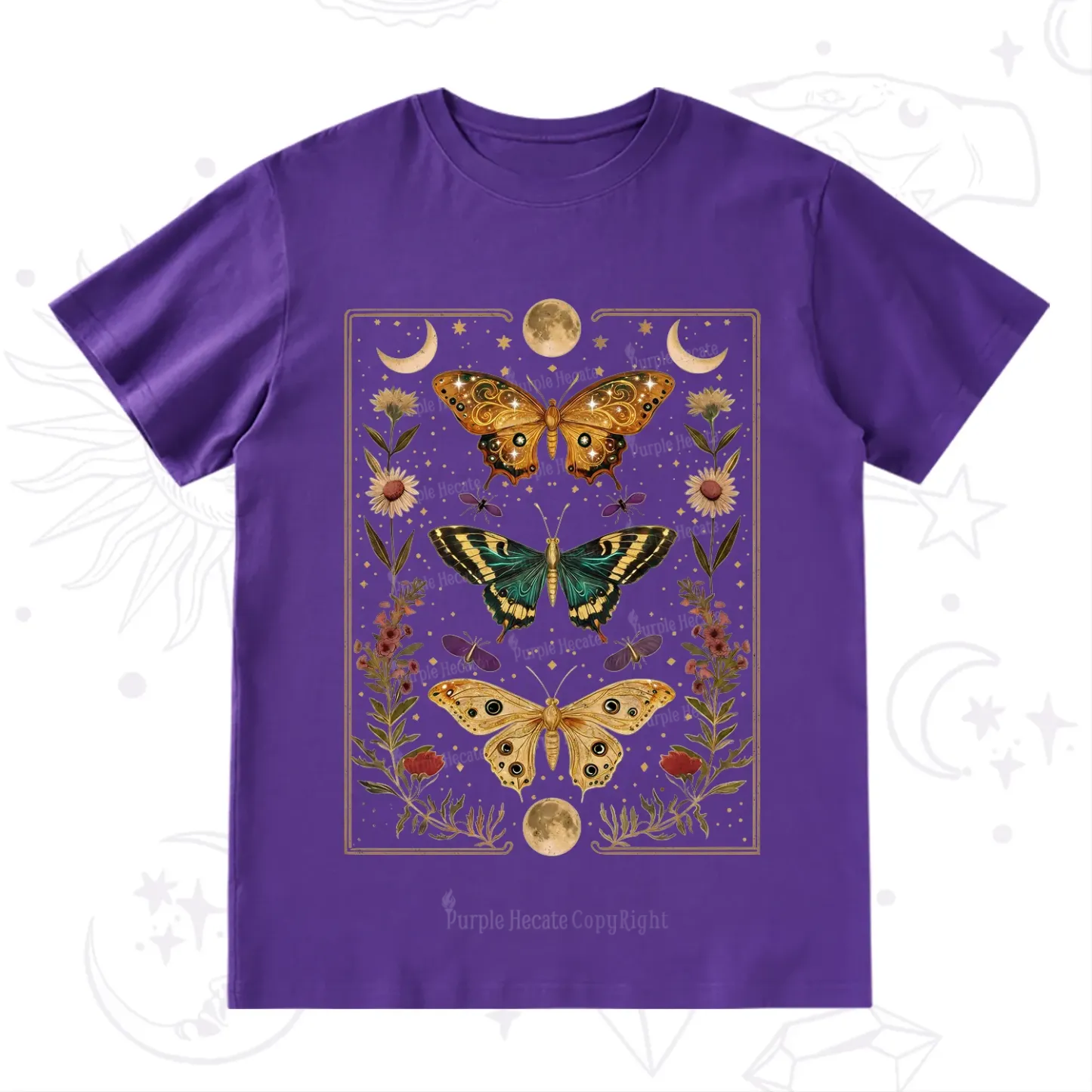 Purplehecate Sun and Moon Butterfly T-Shirt
