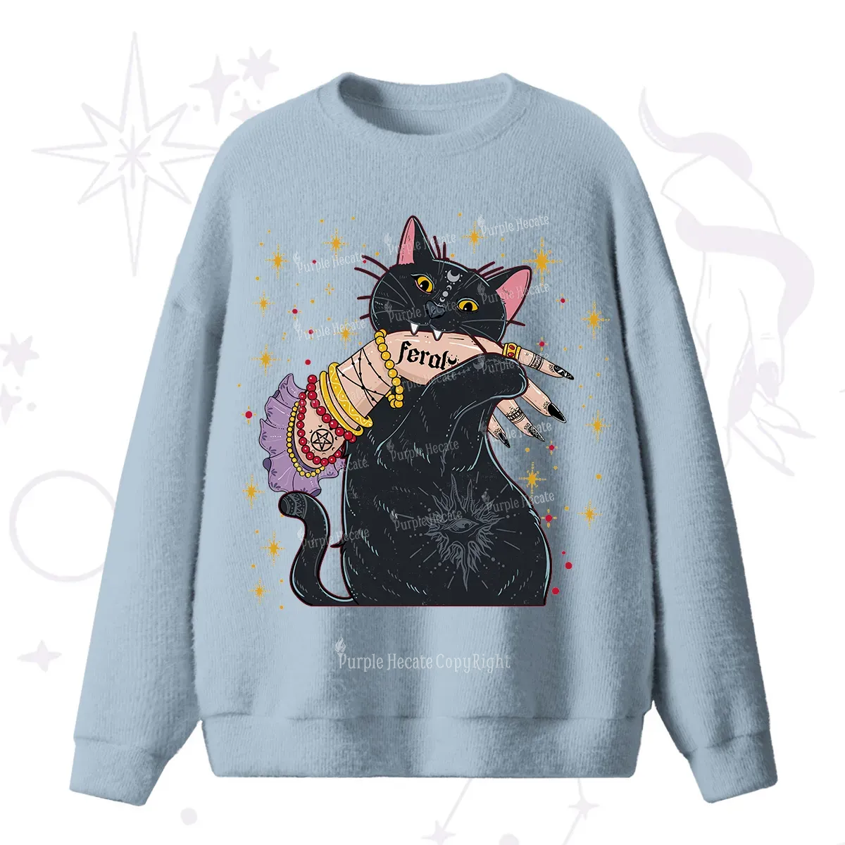 Purplehecate Feral Cat Fuzzy Ugly Sweater