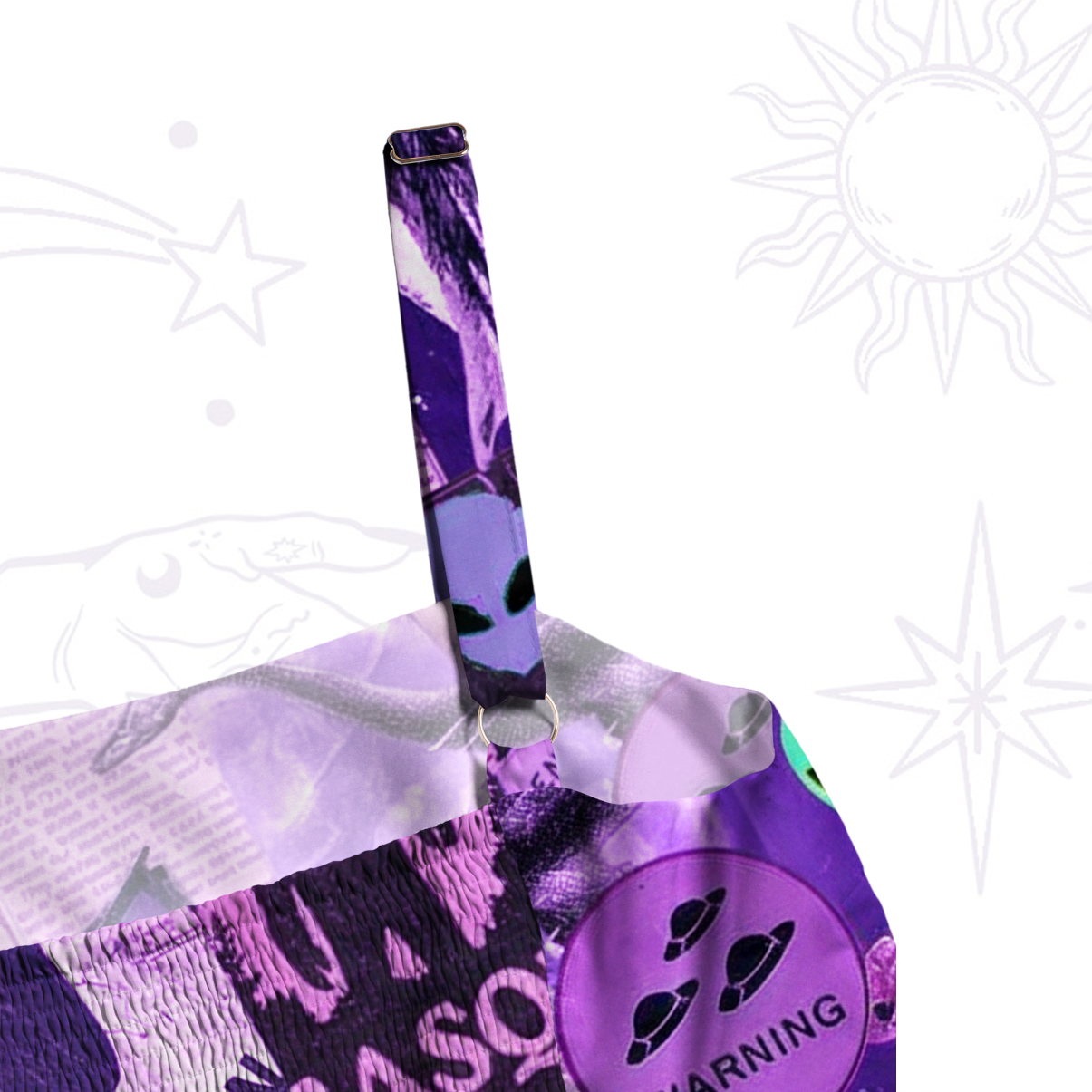 Purplehecate Cryptid Warning Collage Wide Straps Maxi Dress